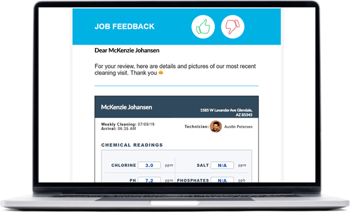Pool Service Software - Service Emails and Customer Feedback